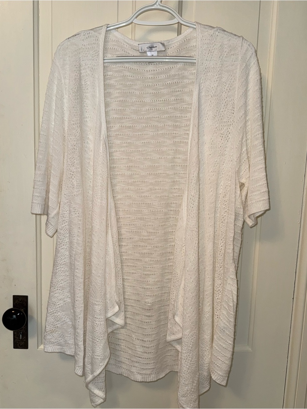CJ Banks Open-Front Lightweight Knit Cardigan in White Womens Size 3X